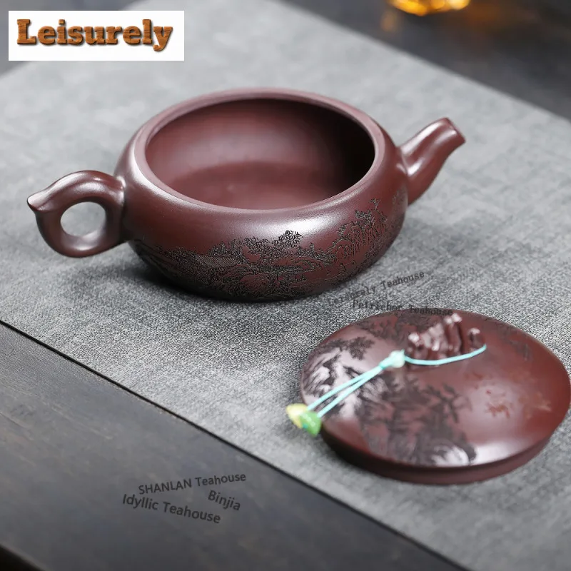 480ml Yixing Purple Clay Teapots Handmade Large Caliber Pot Raw Ore Antique Brass Mud Kettle With Strainer Zisha Tea Set Craft