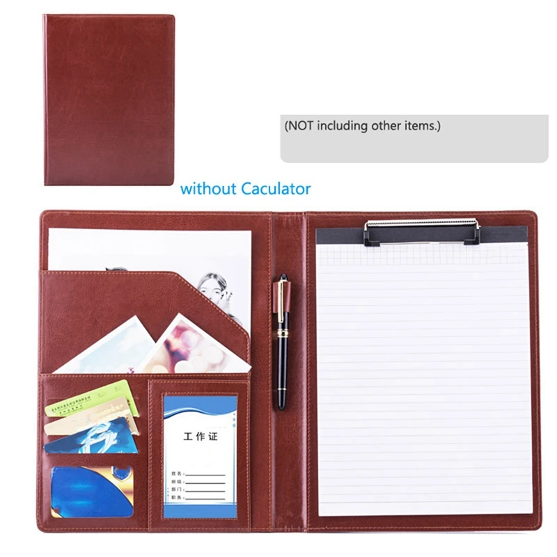 A4 PU Padfolio 파일 폴더, 포트폴리오 비즈니스 문서 거치대, 금속 클립보드 패드, 문서 정리함 거치대