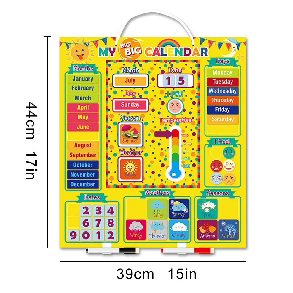 Kids Magnetic Calendar Homeschool Montessori Learning English Chart Board  Teaching Aids Early Educational Toys for Children - AliExpress