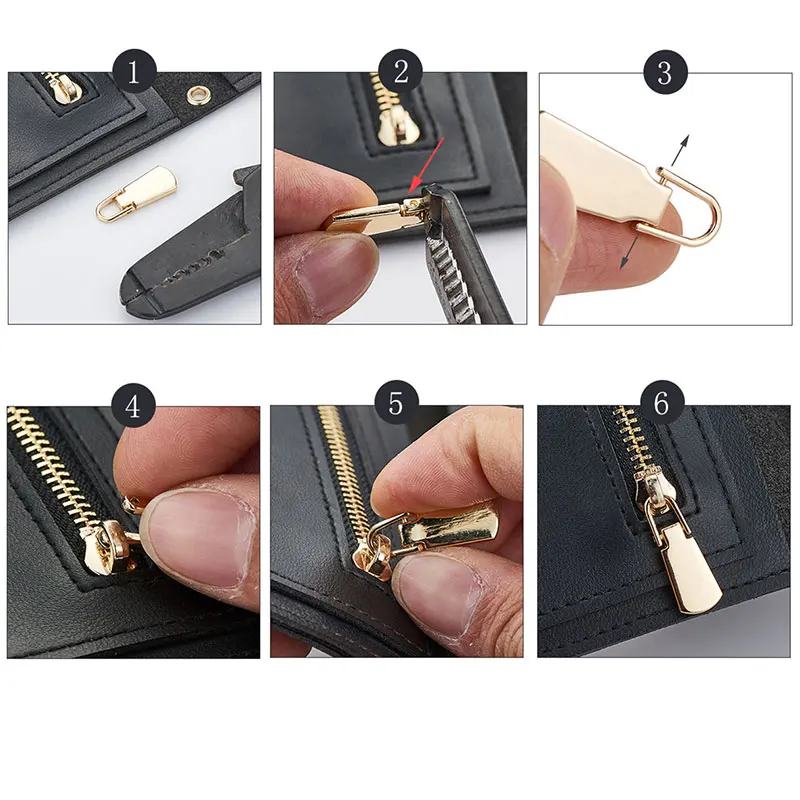5Pcs Zipper Pull Replacement Metal Zipper Slider Handle Mend Fixer Tab Repair for Luggage Suitcase Backpack Jacket Bags zipper repair kit zipper pullers zipper sliders zipper heads zipper accessories