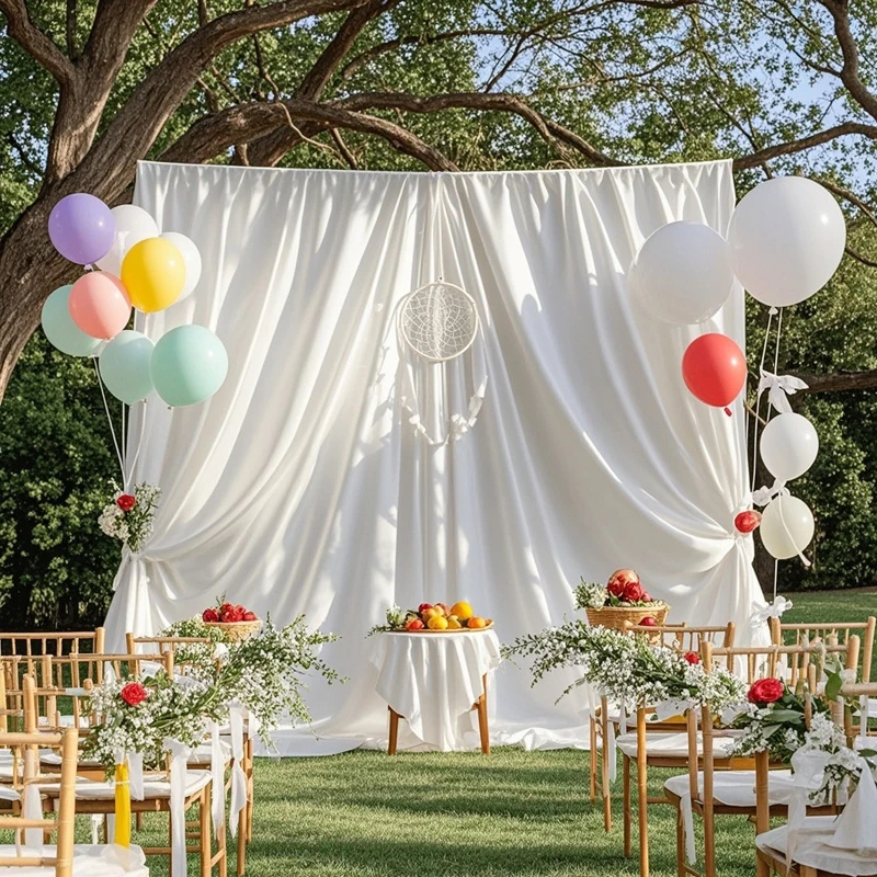 Satin Backdrop Christmas Curtains Wrinkle Free Silky Fabrics Background Drapes for Baby Shower Birthday Party Prom Wedding Decor