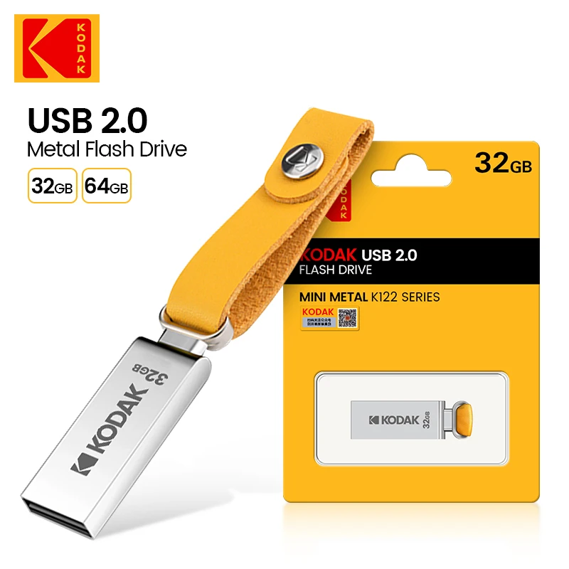 KODAK Mini metal USB Flash Drives lanyard 64gb USB2.0 thumb drive 32GB for car laptops destops MacBook