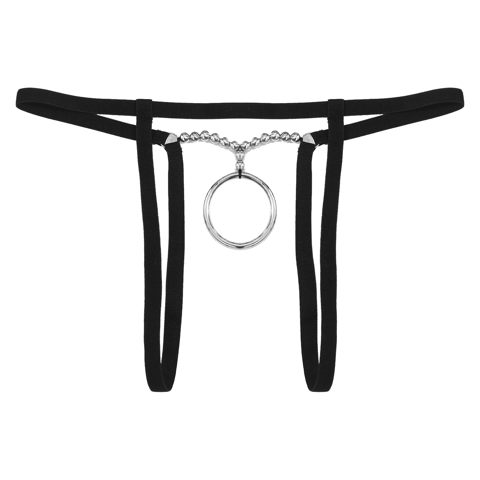 Men's Bikini G-string Hollow Out Erotic Underwear Briefs Lingerie Harness Belt Strap Elastic Band Clubwear O Ring Thong Briefs