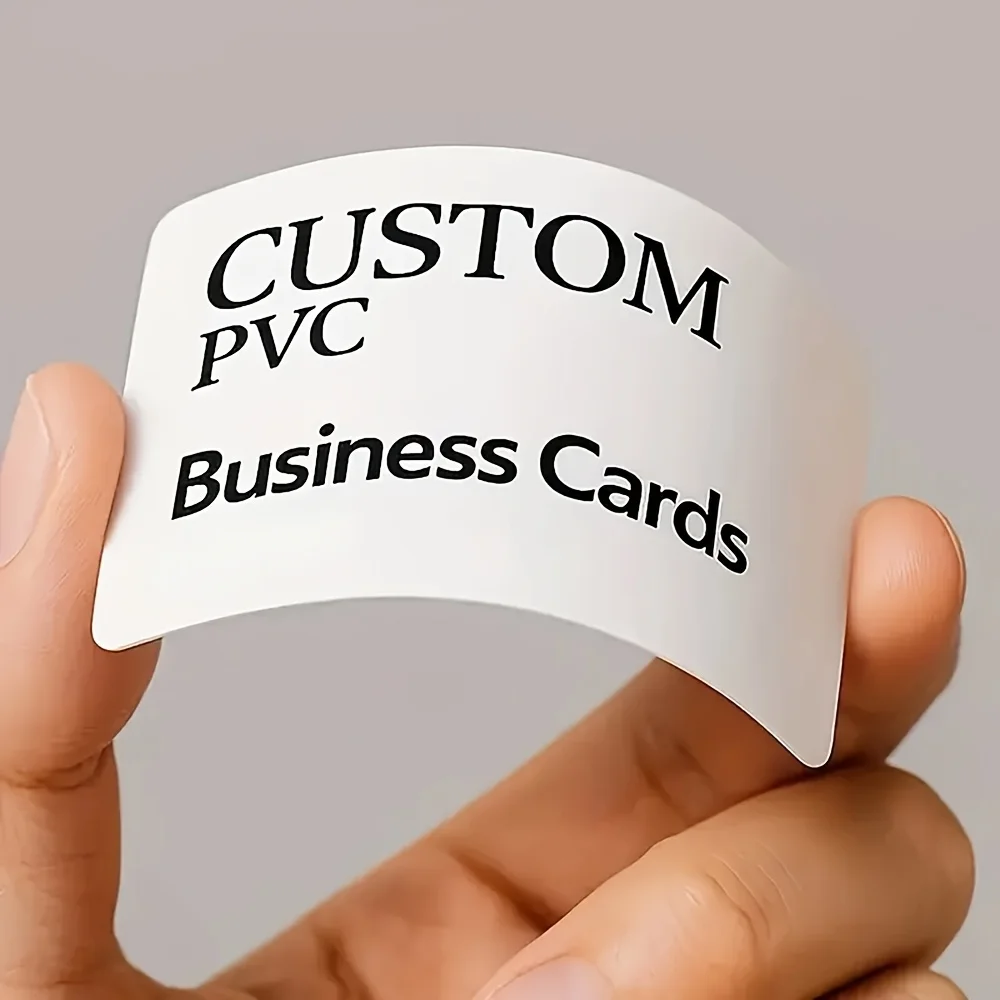 200개 맞춤형 PVC 명함, 곡선형 가장자리 방수 개인 맞춤형 로고 및 텍스트 인쇄, 전문 기업용