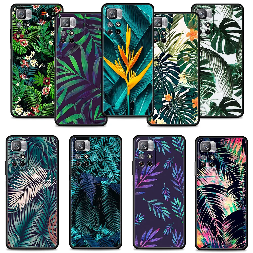Per Xiaomi Redmi Note 13 11 12 10 11T 10S 11S 9S Plus Pro 4G 5Gtropical Green Plant Leaf Fashion Protection Celular Funda