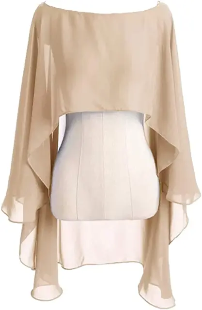 Chiffon Cape Bolero Women Femme Mariage Chalas Mujer Evening Wedding Bridal Jacket Wraps Accessories Peleryna Cloak Boda Shawl Champagne