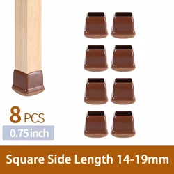 Enhanced Silicone Anti - Slip Chair Leg Covers: Felt Furniture Feet Protectors for Scratch - Free Hardwood Flooring, Noise - Reducing (8 Pack) (Side Length 14 - 19mm)