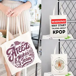8 Makes 1 Team Tote Bag K-POP Large Tote Bag Kpop Korean Style Luv Hip Hop Hipster Cartoon Shopping Bags Fashion Casual Pacakge