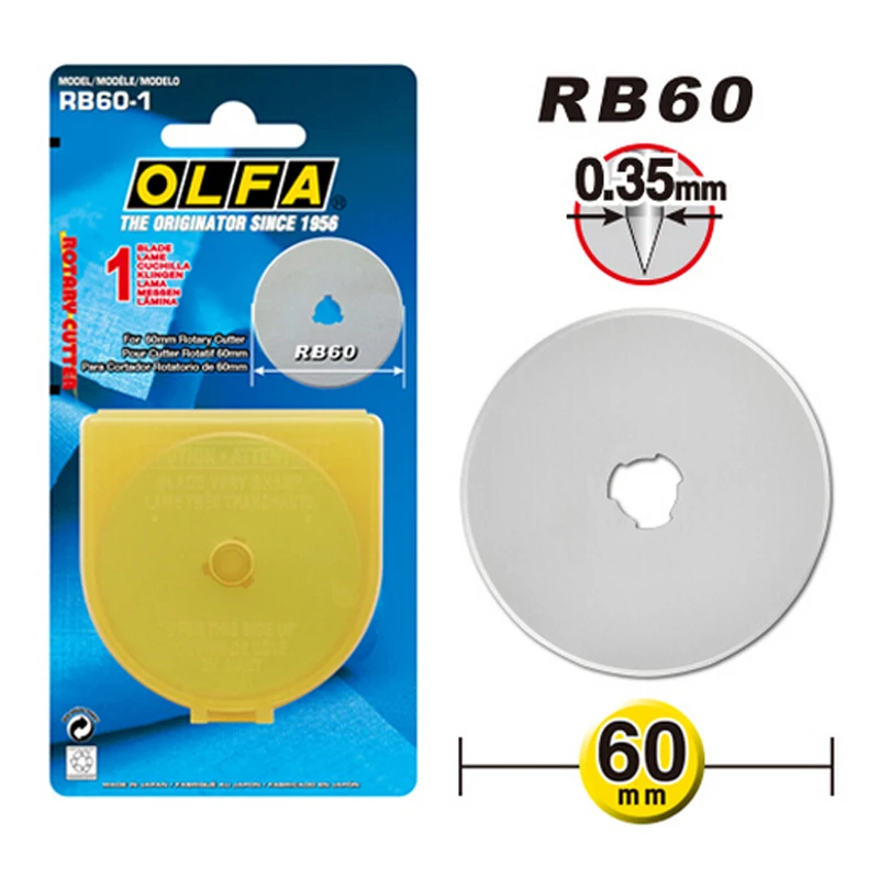 

Olfa RB60-1 Blade Rotary Blades 60mm Replacement Circular Knife Cutter Tool Fits RTY-3/G, RTY-3/DX, RTY-3NS