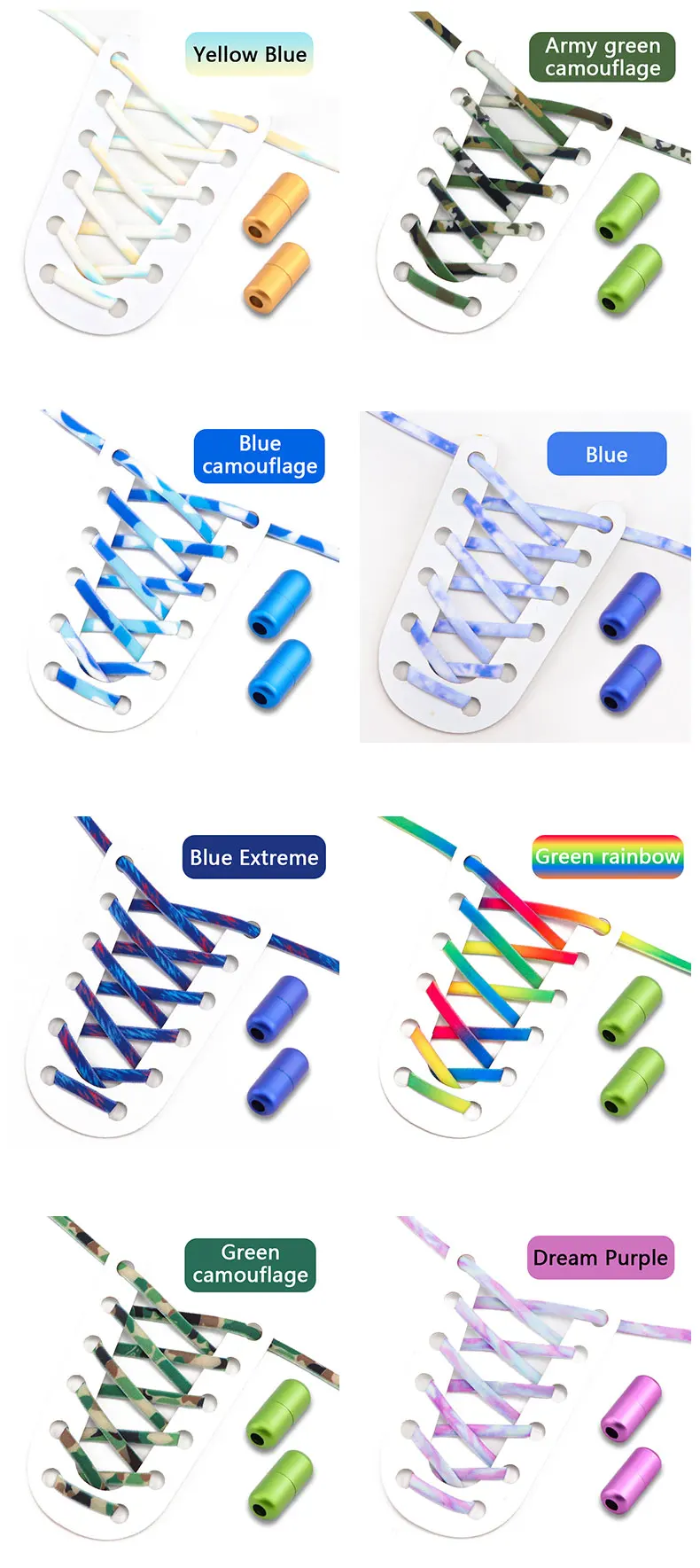 Neue bunte elastische Schnürsenkel für Turnschuhe ohne Krawatte zum Laufen, runde Tennisschnürsenkel ohne Krawatten, Schuhe für Kinder und Erwachsene, Zubehör – Detail 10
