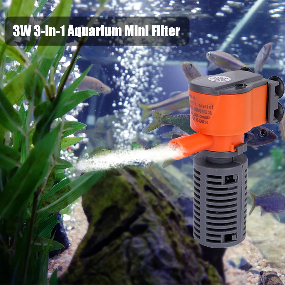Aquarium Air Pump Water Pump Fish Tank Oxygen Pump Aquarium Water Pump Fish Tank Pump 3 in 1 Fish Tank Filter Aquarium Submersible Water Pump AC220-240V Mini Filter Oxygen Air Pump for Small Aquarium Fish Tank