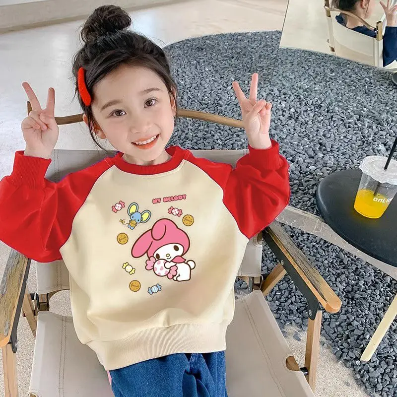 

My Melody Anime Kawaii Sanrio Baby Autumn Thick Long Sleeve Shirt Cute Cartoon Warm Hoodie Coat Clothes Lovely Toys for Kids