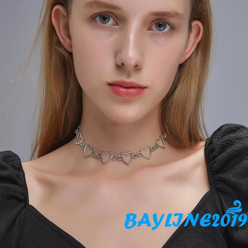 

BAY-Ladies Temperament Clavicle Chain Necklace, Women Sweet Style Creative Heart Pendant Choker Necklace Female Jewelry