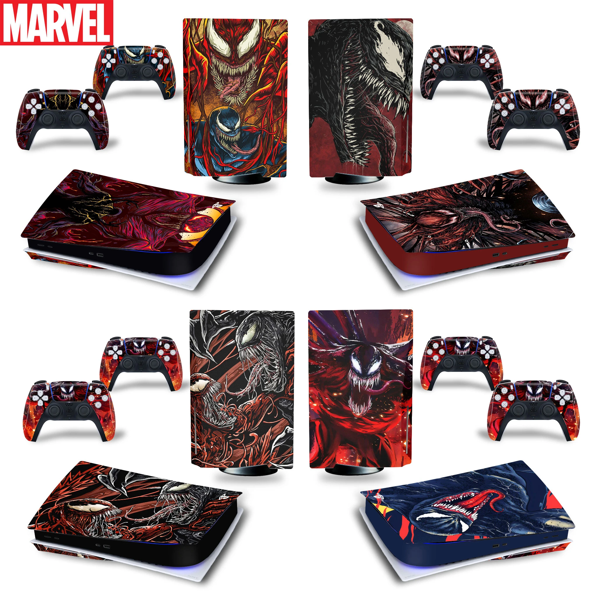 Marvel Venom PS5 Disc Edition Skin Sticker Cover Decal for PlayStation 5 Console and 2 Controllers PS5 Disc Skin Sticker Vinyl