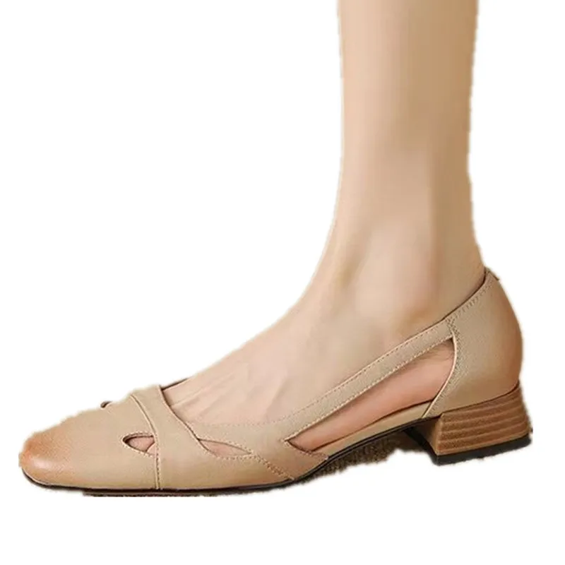 2024 NEW Summer Retro Women's Sandals Thick Heels  Fashion Elegant Shoes Women Concise High-quality