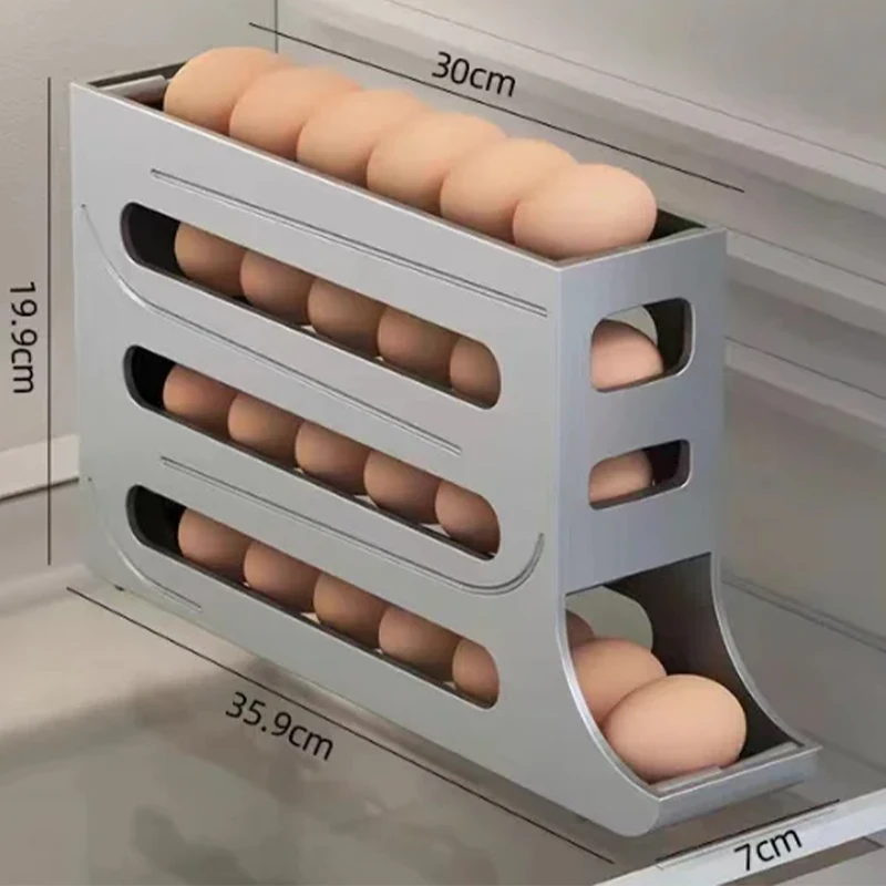 Refrigerator Egg Storage Box Automatic Scrolling Egg Holder Kitchen Large Capacity Dedicated Rolling Storage Box for Kitchen