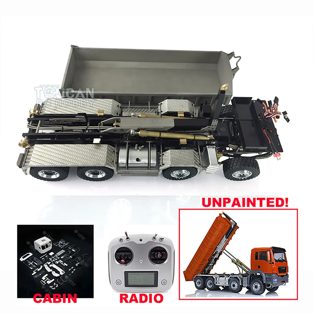 Gift LESU 1/14 Man Metal Tgs 8X8 Hydraulic Dumper RC Truck Roll On/Off Tipper Radio Motor Remote Control Toy for Boys THZH0185 3