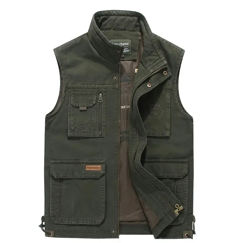 

High Quality Classic Reporter Travel Vest 100% Cotton Men Cargo Sleeveless Jacket Multi Pockets Tactical Clothing for Male M-4XL