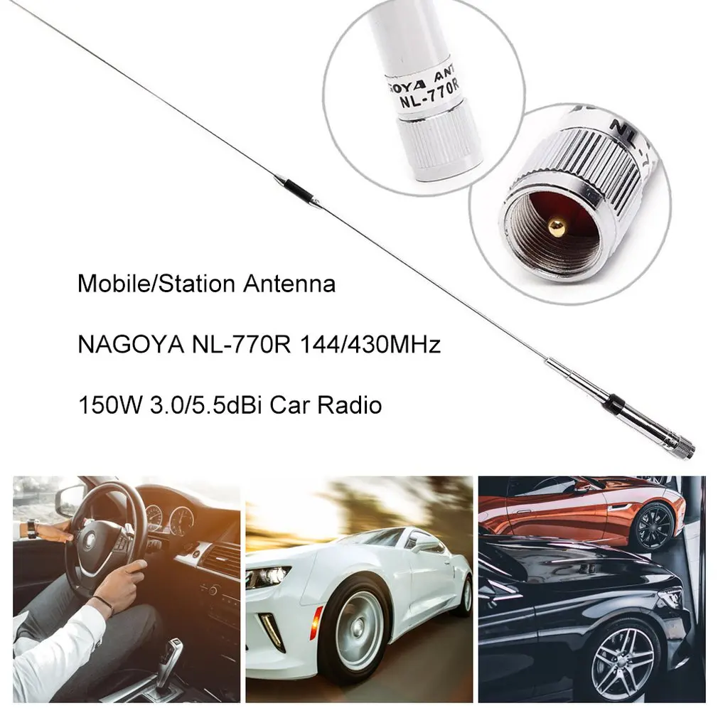 

Mobile/Station Antenna NAGOYA NL-770R 144/430MHz 150W 3.0/5.5dBi Car Radio Dual Band 150W High Gain Vertical Car Radio Antenna