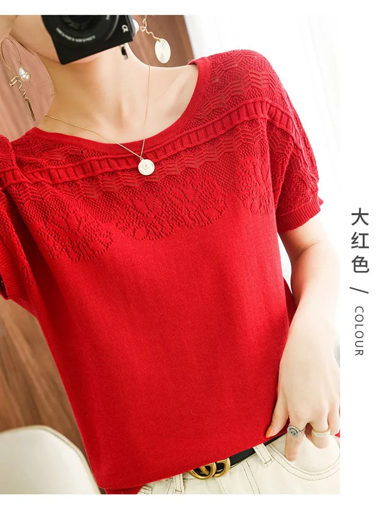 100% pure cotton short-sleeved summer new pullover vest ladies O-neck knitted loose T-shirt m free shipping for women