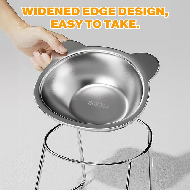 Stainless Steel Cat Bowl with Stand Anti Cervical Spondylosis Pet Raised Food and Water Dish for Cats and Dogs Dual Use Feeder 5