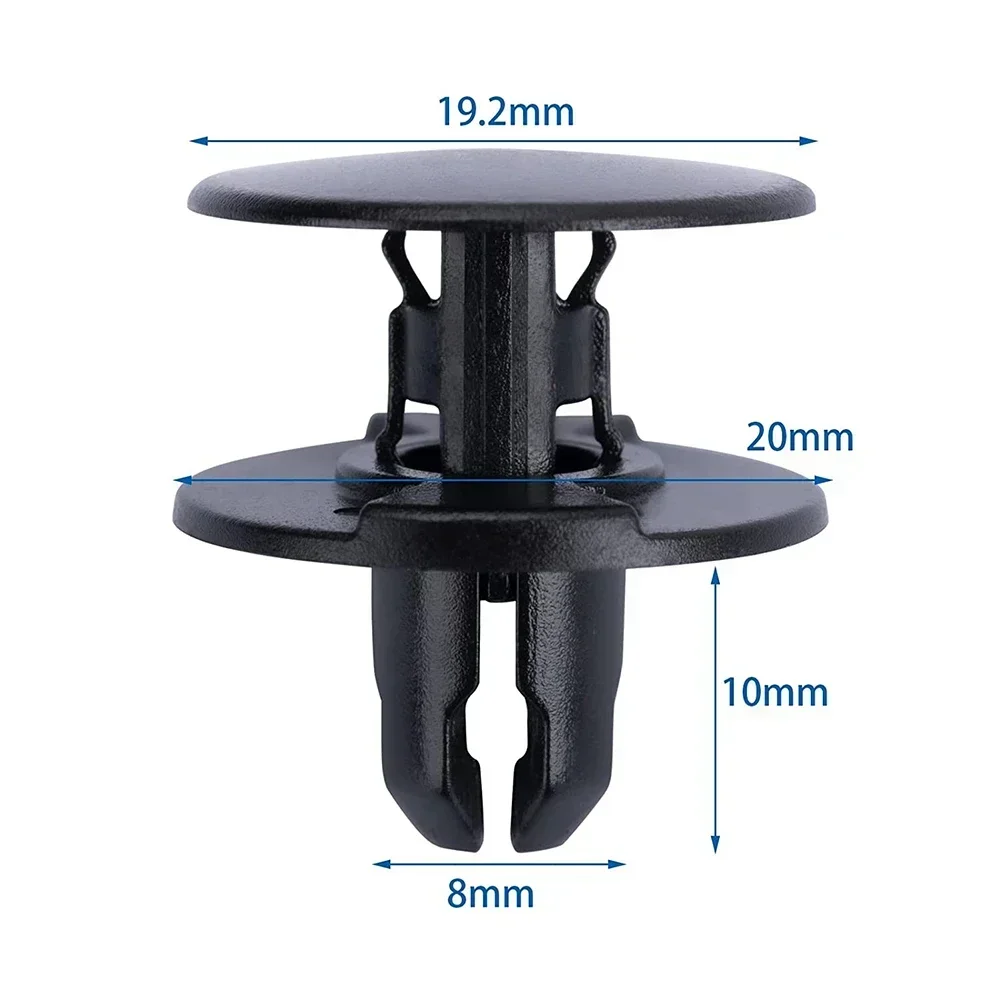 100PCS Black Plastic Push-Type Retainer Clips