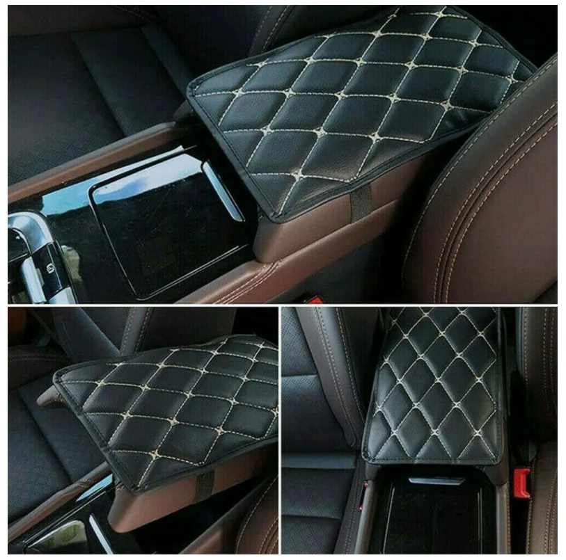 Car Armrest Cushion PU Leather Wear Mat Car Armrest Covers Auto Seat Storage Box Universal Center Console Protection Accessories
