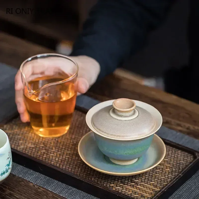 Chinese High-end Ceramic Tea Tureen 130ml Master Teacup Handmade Gaiwan Travel Portable Tea Bowl Household Teaware Accessories