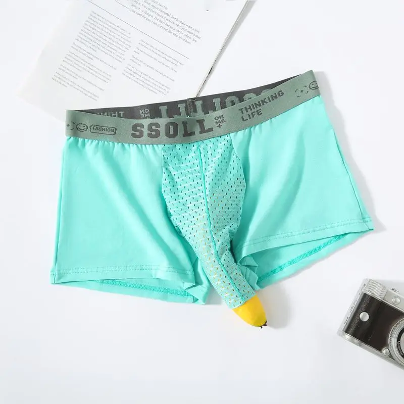 

Man Sexy Lingerie Elephant Nose Boxers Bulge Mesh Pouch Front Hole Underwear Super Breathable Enhance Underpant Scrotal Support