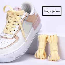 Unisex Solid Color Flat Shoelaces for Canvas Shoes - Sports & Leisure Shoe Accessories (Multiple Lengths) (Beige yellow)