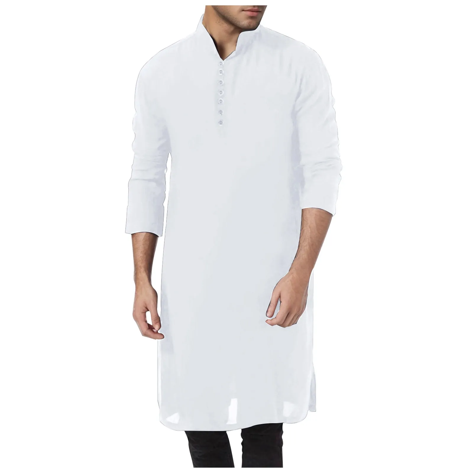 Men'S Shirts Muslim Dresses Muslim Kaftan Abaya Robe Middle Eas T Ethnic Kandoura Men Seaside Vacation Casual Top Large Size 6