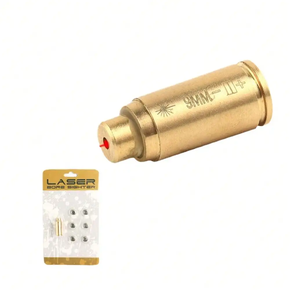 Brass CAL 9mm Red Laser Bore Sight Cartridge Bullet Shap Boresighter w/6 Battery