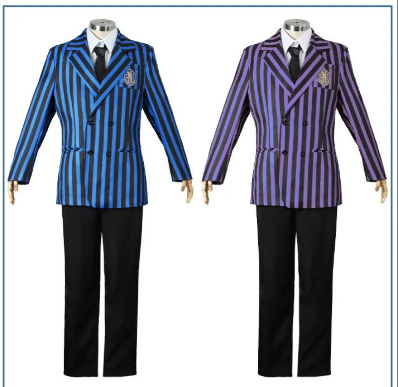 

School Uniform Male Students FULL SET Wednesday Addams Family Nevermore Academy Cosplay Costume Shirt Pants Suit