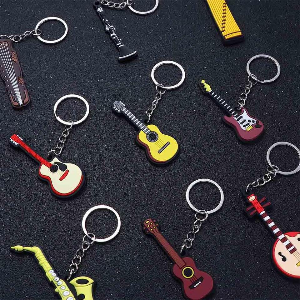 Ornament Silicone Bag Jewelry Piano Violin Guitar Keyring Holder Guitar Key Rings Guitar Keychain Musical Instrument Pendant