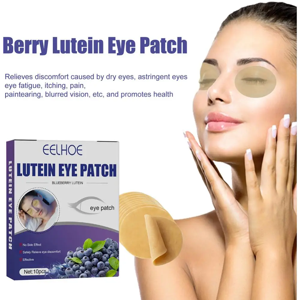 10pcs Blueberry Lutein Eye Mask Relieves Dry Eye Astringency