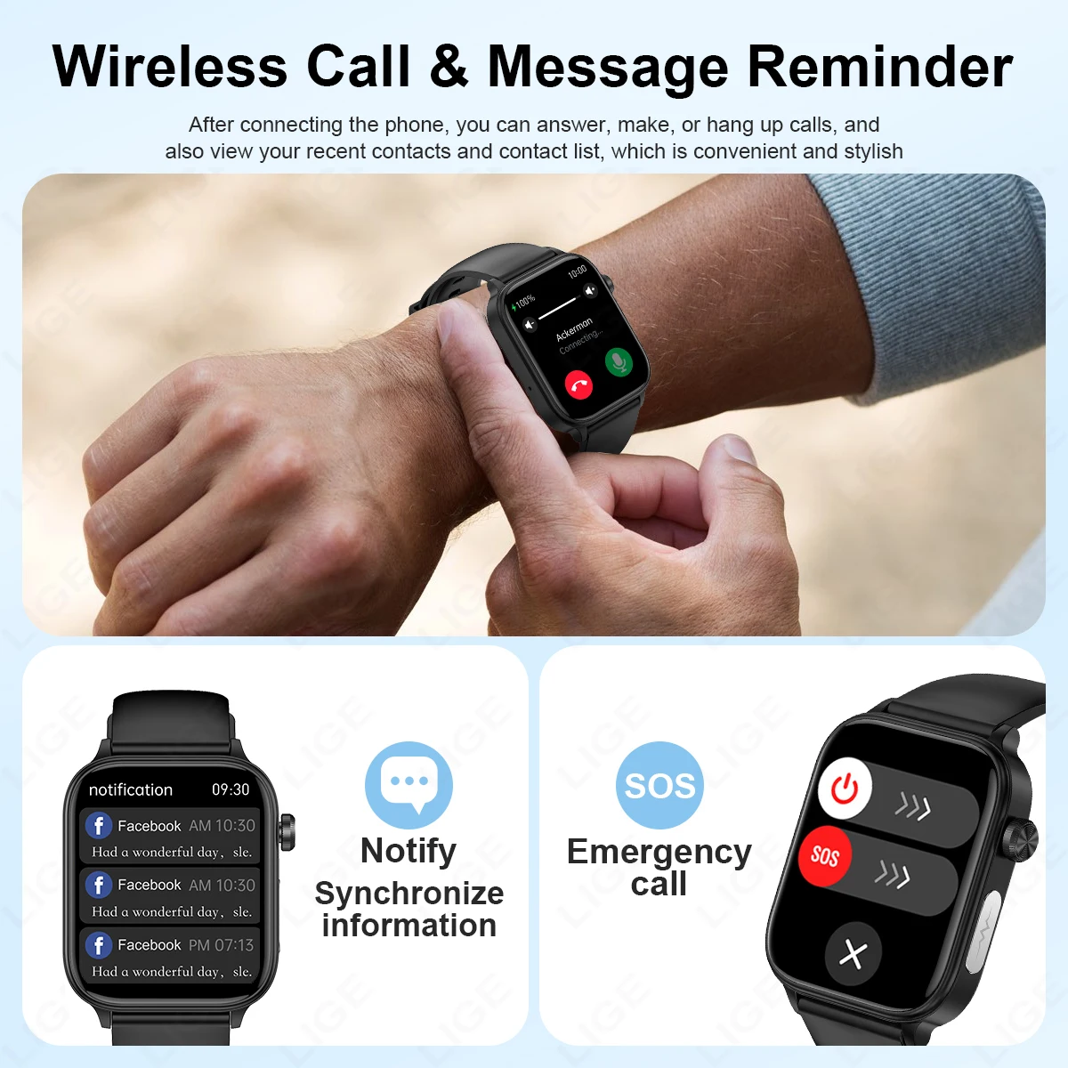 LIGE ECG+PPG Smart Watch Men Blood Lipid Uric Acid Blood Pressure Monitor Bluetooth Call Sleep Physical Health Smartwatch Women