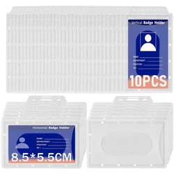 Office Vertical Horizontal Work Card Holder Cover Multifunctional Clear Hard Plastic Badge ID Card Sleeve Holder Protector Case