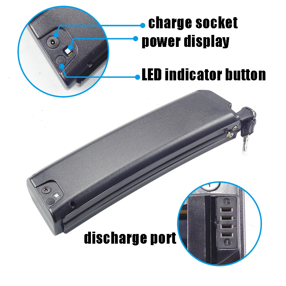Integrated Folding E-bike Battery 48V 10.4Ah 14Ah for E-TEK TekRunner ICONE X7 Electric Bike with 30A BMS 2A charger