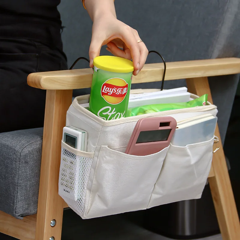 Canvas Storage Bag Baby Bedside Storage Bag Creative Canvas Hanging Bag Home Bedside Storage Practical Dormitory Upper Lower Box