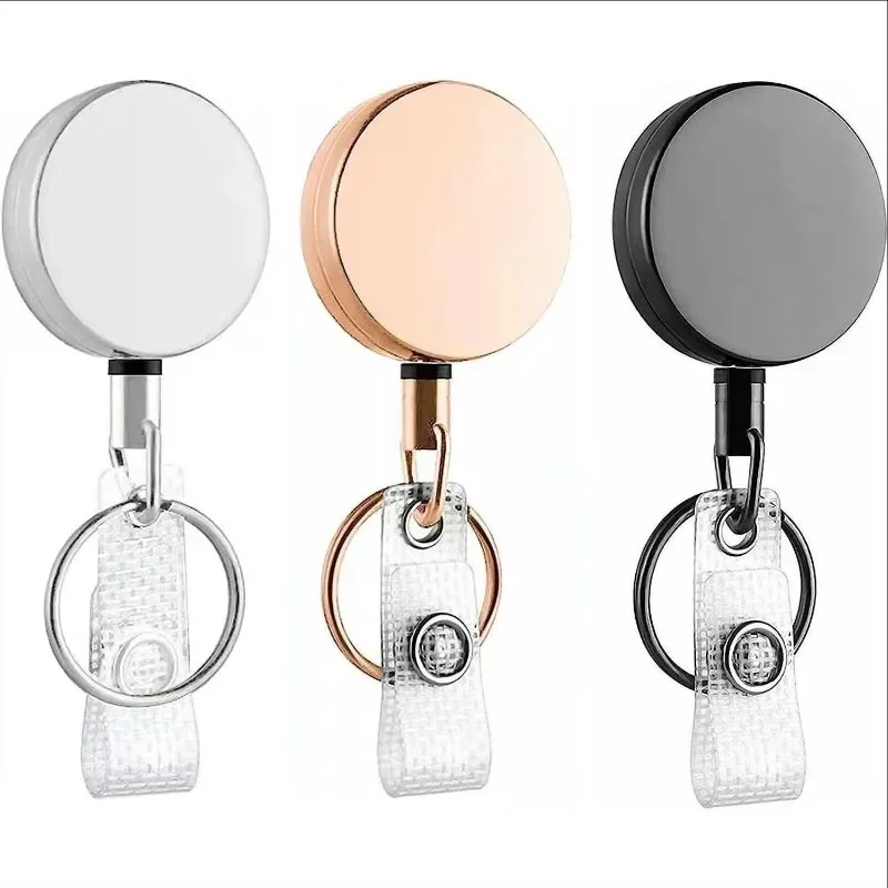 Kuuleyn Porta Llaves Retráctil, Porta Llaves, 2 Piezas Porta Llaves Retráctil Alambre De Acero Inoxidable De Alto Rebote Llavero Retráctil Antipérdida Con Carrete De Insignia