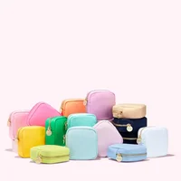 17Colors Hot Selling Chenille Patch Waterproof Travel Toiletry Bag Large Capacity Pink Cosmetic Bag Nylon Makeup Bag Nylon Pouch 1