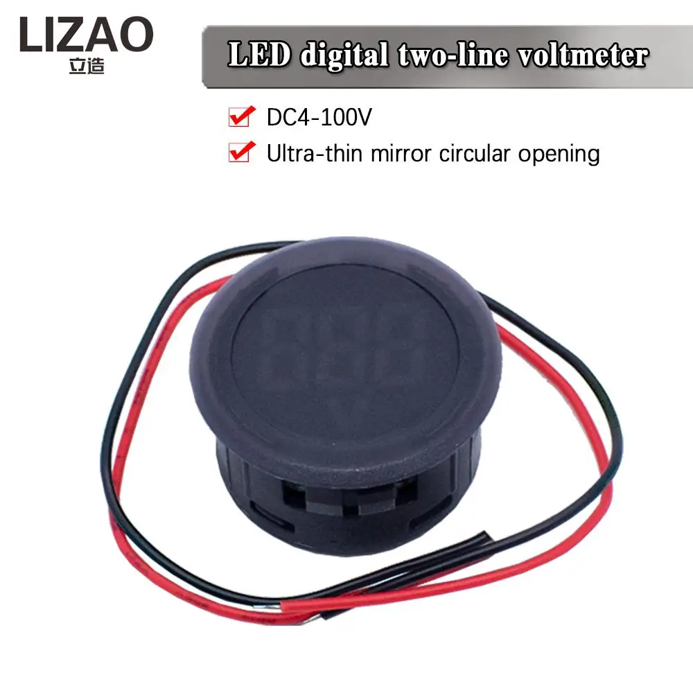 Dc 4-100V Led Display Digitale Rotondo Voltmetro A Due Fili Dc Digital Car Voltage Misuratore Di Corrente Volt Detector Tester Monitor Pannello