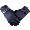 Leather Gloves Suede Touch Screen Gloves Men Winter Thickened Thermal Gloves Driving Gloves Fleece Lined Warm Thick Mitten 2