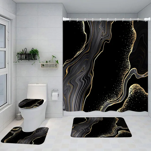 Abstract Marble Shower Curtain Set: Modern Luxury for Your Bathroom