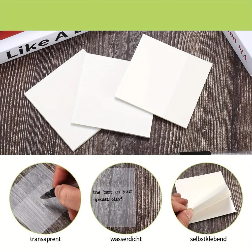 Translucent Sticky Notes with Self-Adhesive Pads - 3 Sets of 150 Sheets