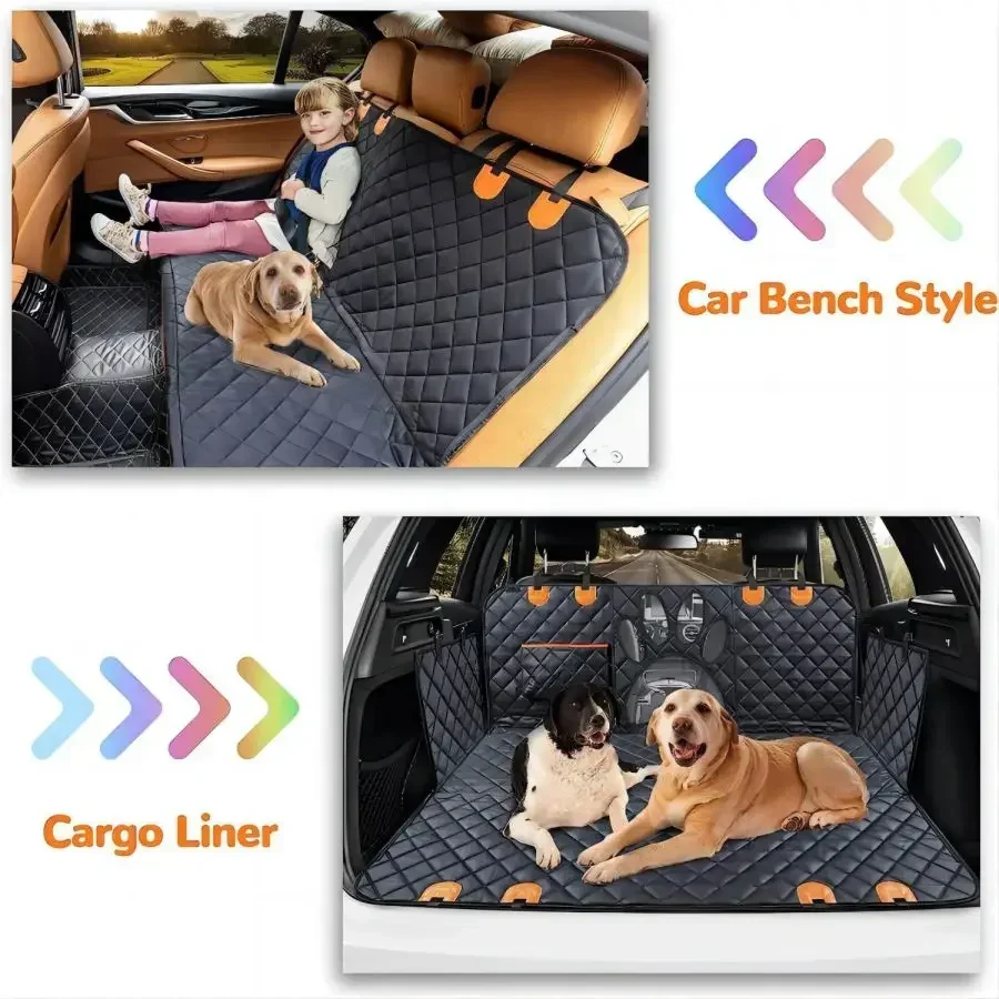 Dog Car Seat Cover for Back Seat, Waterproof Dog Car Hammock with Visual Mesh Window and Side Zipper Seat & Door Protec