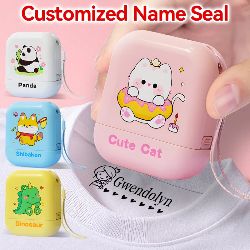 Name Stamp for Laundry & Travel-Waterproof Ink Seal with Cartoon Icons, School/Kindergarten Organization Tool name stamp set name stamp self inking stamp rubber stamp