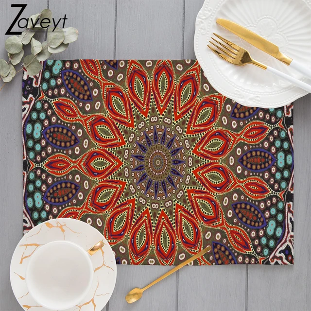 Blue Mandala Persian Placemat Kitchen Table Countertop Mat Pad Protector  Heat Resistant Drink Coasters Dining Dish