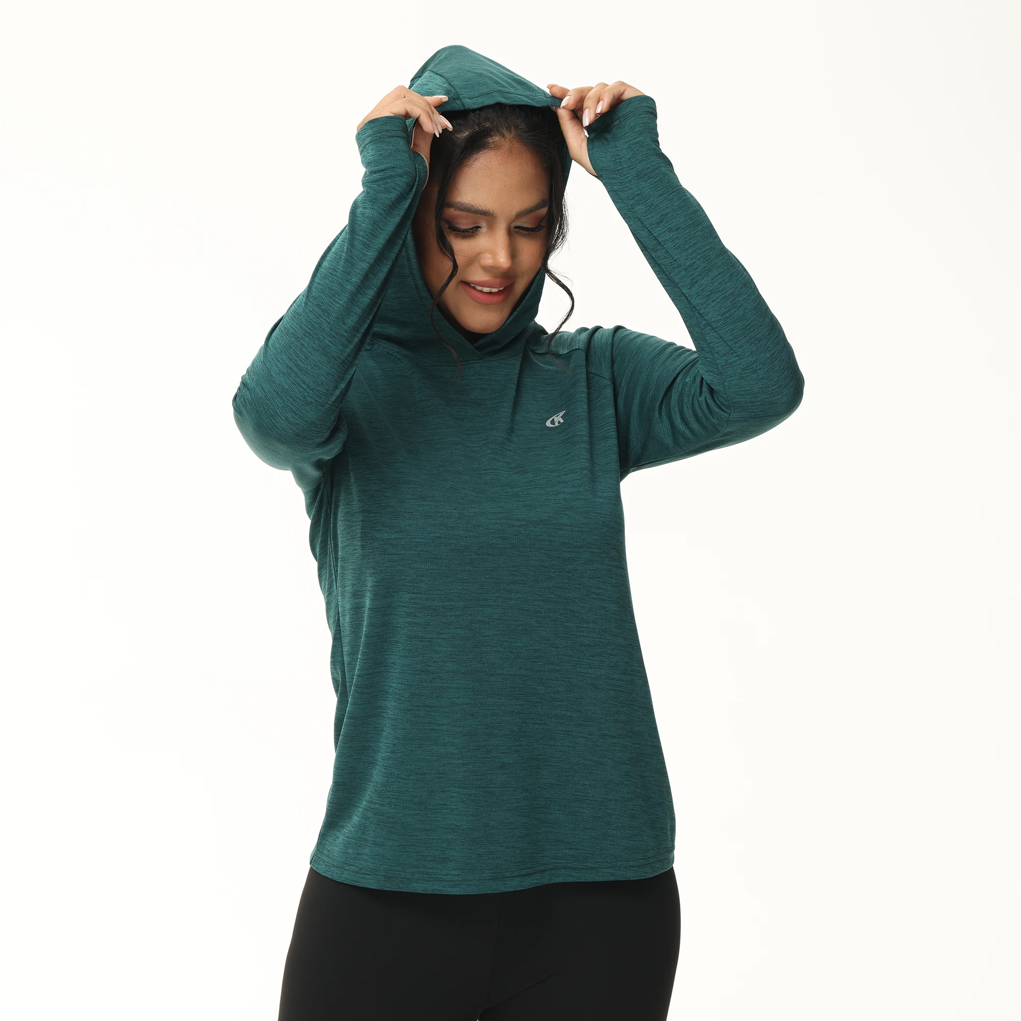 Women's UPF 50+ Long Sleeve Casual Hoodie Shirts, Rash Guard Solid Color Tops Lightweight Breathable Pullover Outdoor Sports
