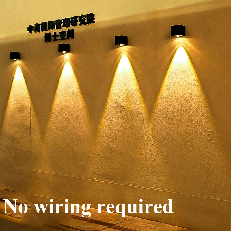 LED Wall Lamp Solar Light Solar LED Light Outdoor Solar Wall Lights Square Solar Wireless Wall Sconces Lights IP65 Waterproof Decorative for Garden Yard Patio Fence Decor